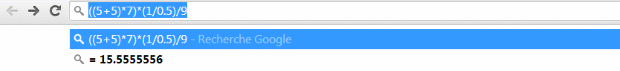 Calculette dans Omnibox