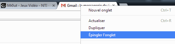 Google Chrome - Epingler un ongler