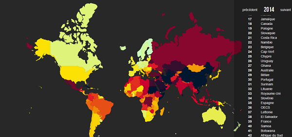 Classement RSF Liberté de Presse 2014