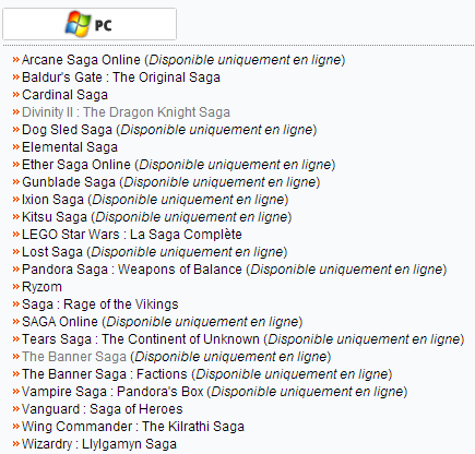 Liste Usurpateur du nom commun Saga