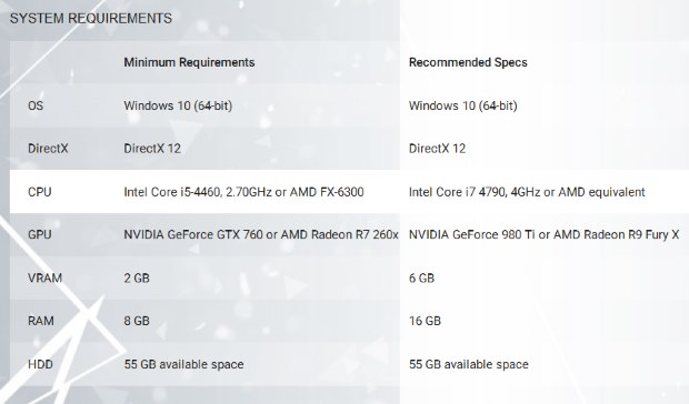 Quantum Break PC Specs