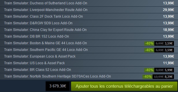 Train Simulator 2016: les DLC au 1 octobre 2015